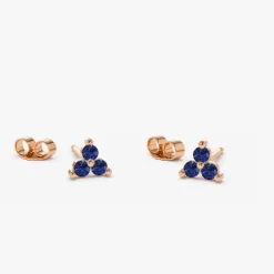 14K Tiny Trio Sapphire Earrings