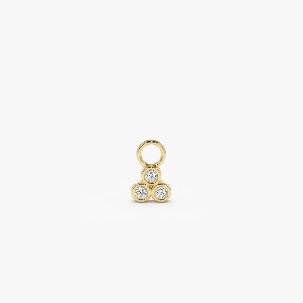 14k Tri Bezel Hoop Charm