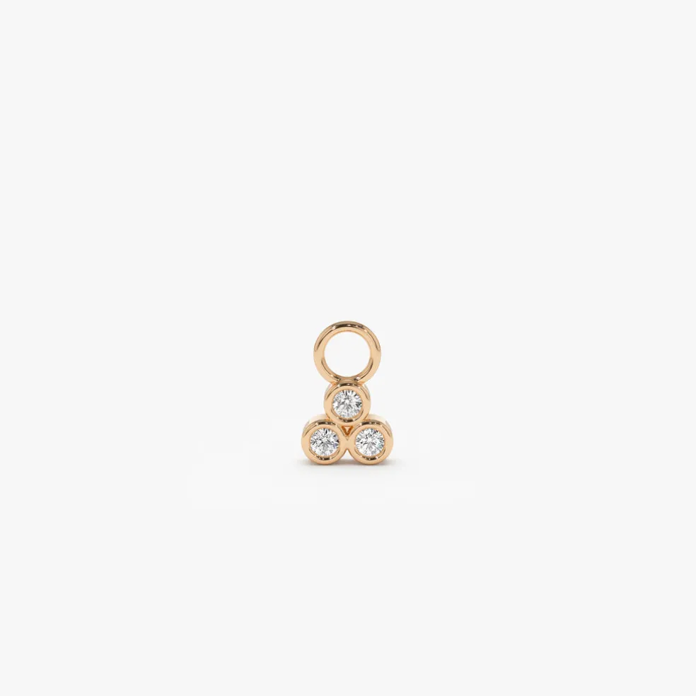 14k Tri Bezel Hoop Charm
