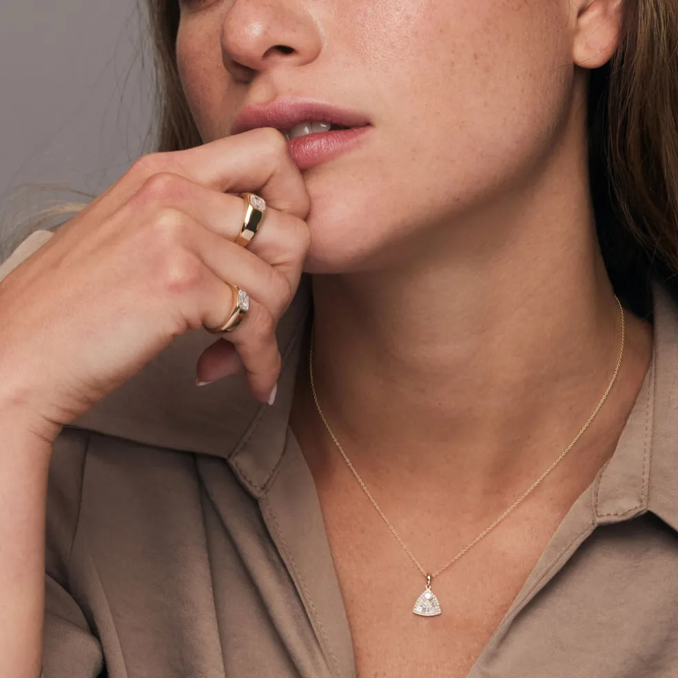 14K Triangle Baguette Diamond Cluster Necklace