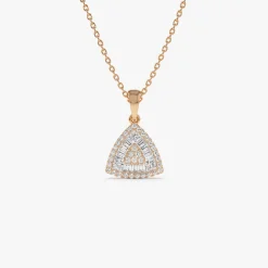 14K Triangle Baguette Diamond Cluster Necklace