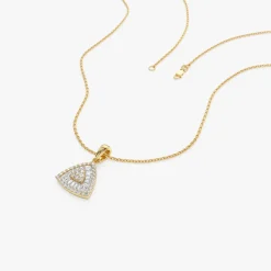 14K Triangle Baguette Diamond Cluster Necklace