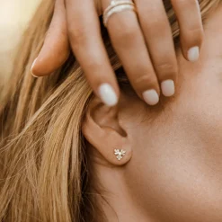 14k Triangle Shaped Tapered Baguette Diamond Stud