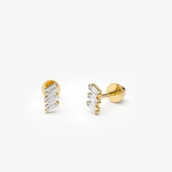 14k Trio Baguette Diamond Helix Piercing