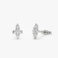 14k Triple Diamond Stud Earrings