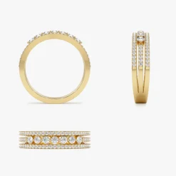 14k Triple Row Diamond Stacking Wedding Ring