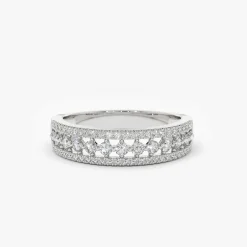 14k Triple Row Diamond Wedding Ring