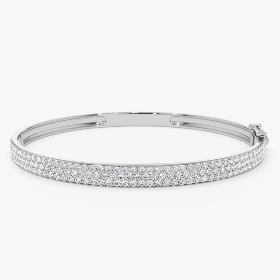 14k Triple Row Statement Diamond Bangle 1.80 Ctw