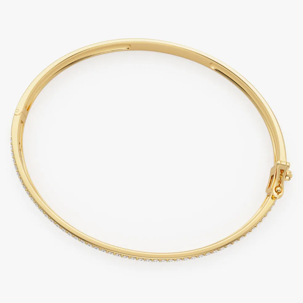 14k Triple Row Statement Diamond Bangle 1.80 Ctw