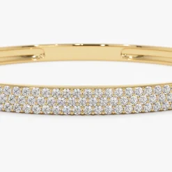 14k Triple Row Statement Diamond Bangle 1.80 Ctw
