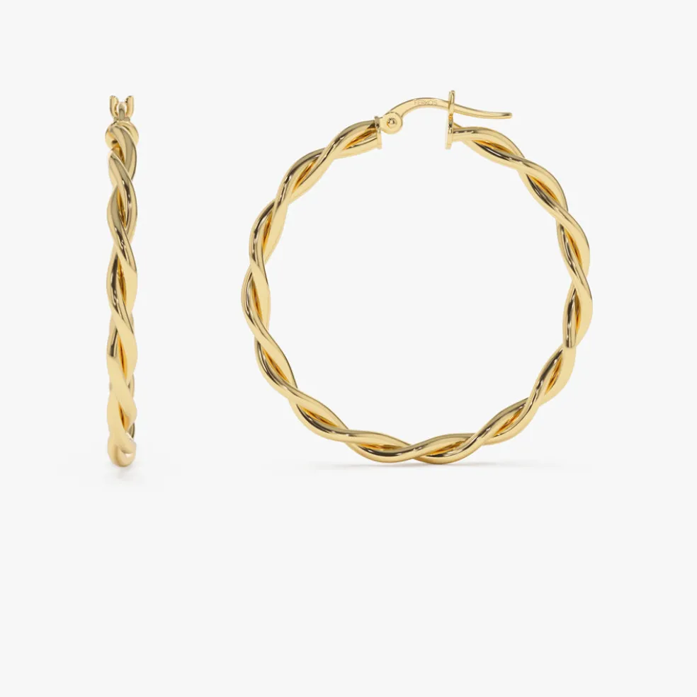 14k Twist Earrings 40MM