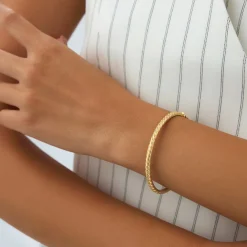14K Twist Rope Dainty Cable Bangle