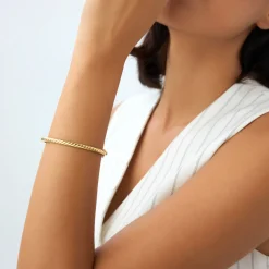 14K Twist Rope Dainty Cable Bangle