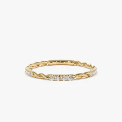 14k Twisted Rope 3/4 Eternity Diamond Ring