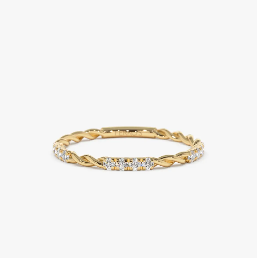 14k Twisted Rope 3/4 Eternity Diamond Ring