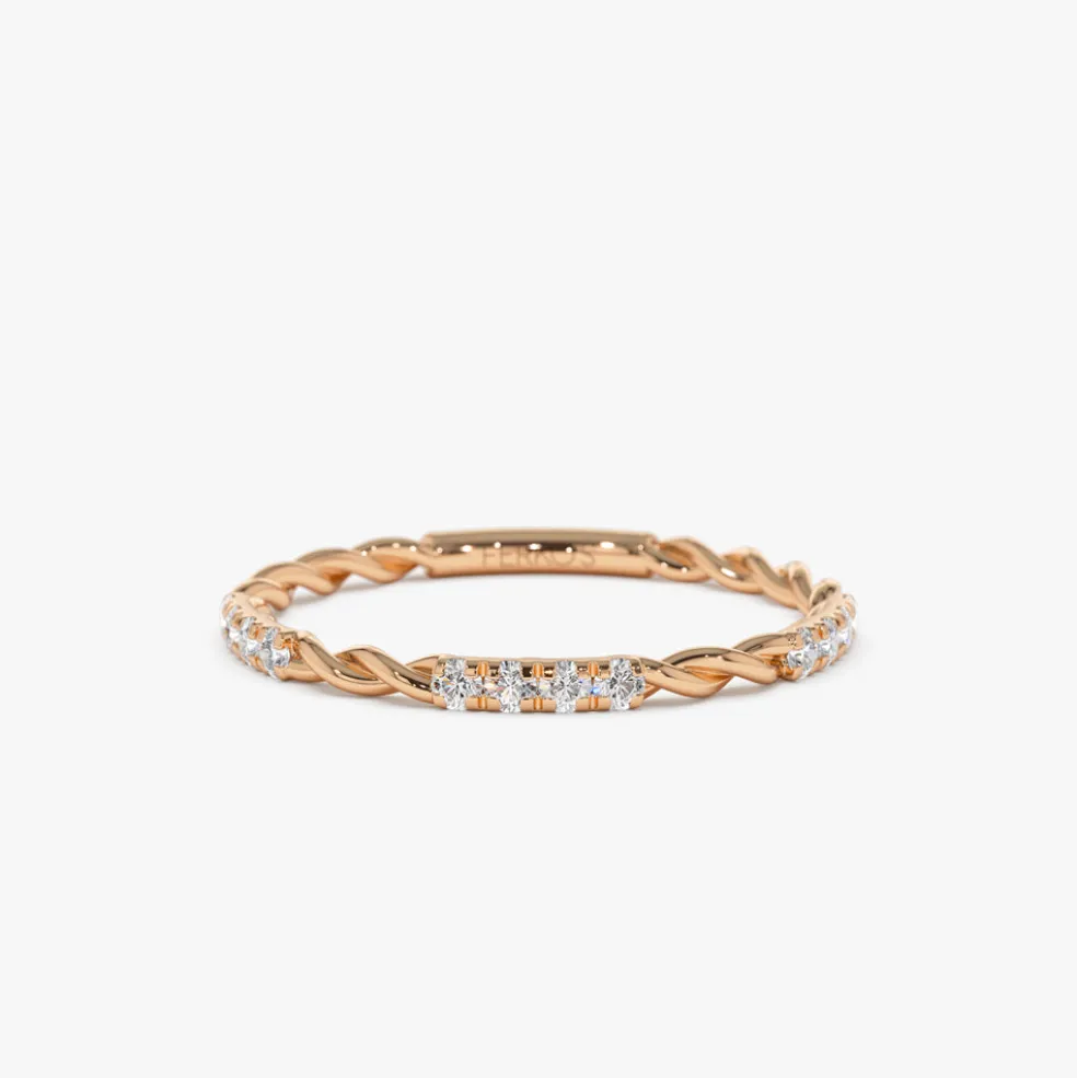 14k Twisted Rope 3/4 Eternity Diamond Ring