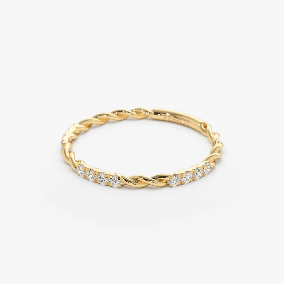 14k Twisted Rope 3/4 Eternity Diamond Ring