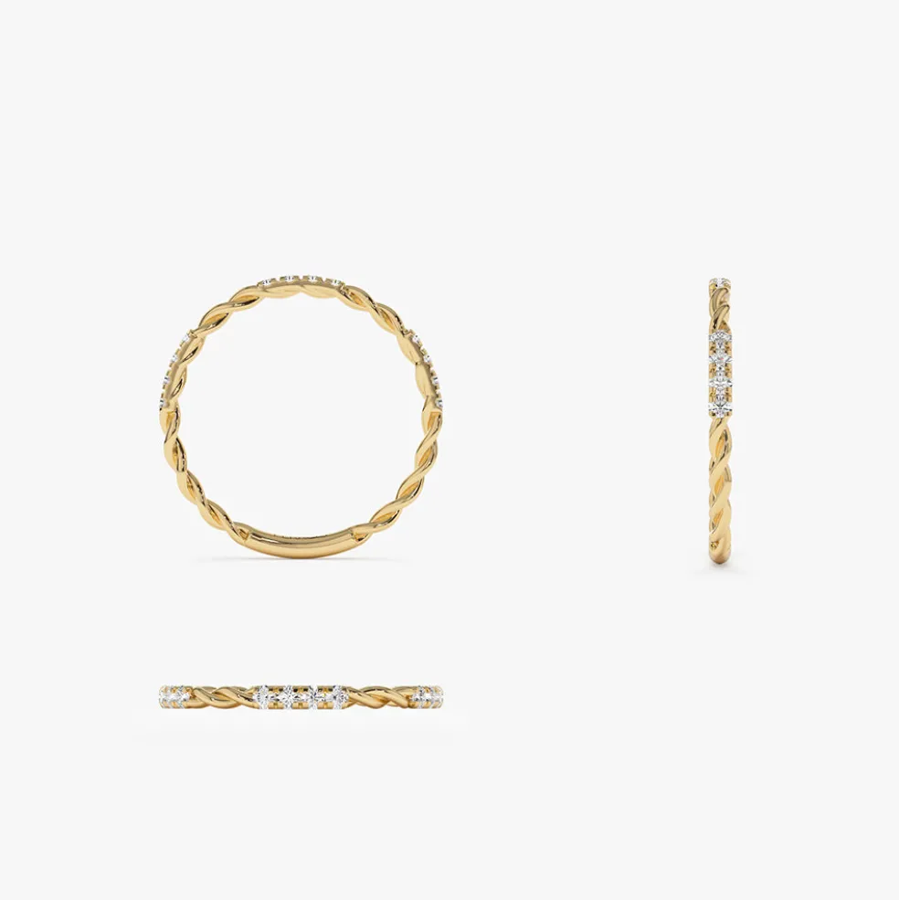 14k Twisted Rope 3/4 Eternity Diamond Ring