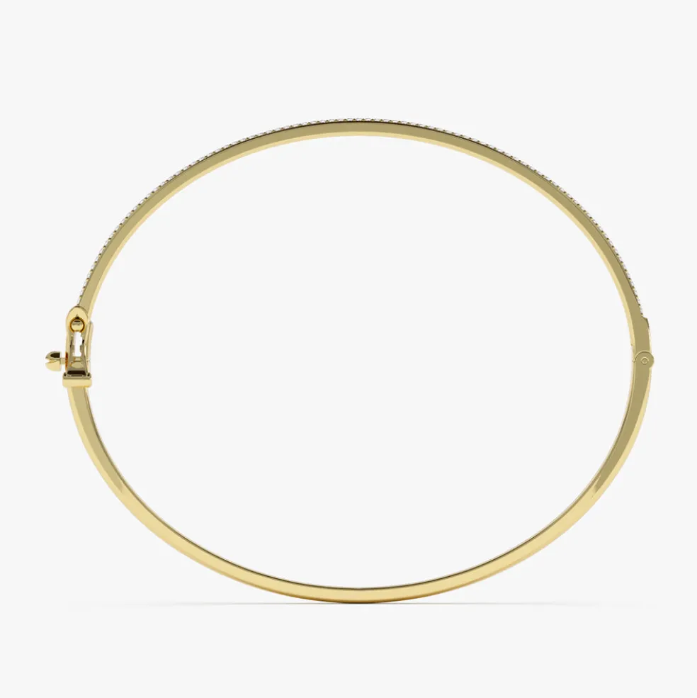 14k Two Row Pave Diamond Bangle Bracelet