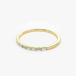 14K Ultra Thin Half Eternity Baguette Diamond Stackable Ring