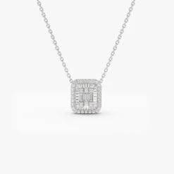 14k Unique Baguette Diamond Statement Necklace