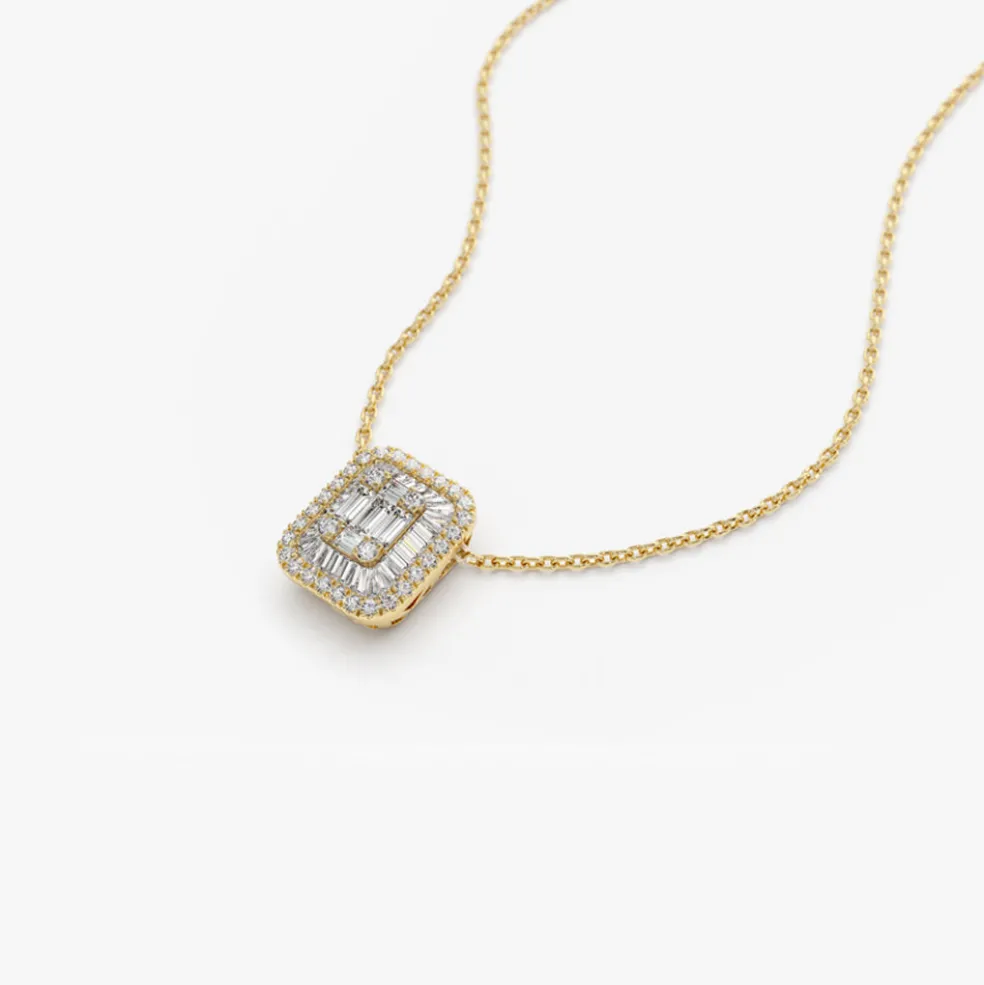 14k Unique Baguette Diamond Statement Necklace