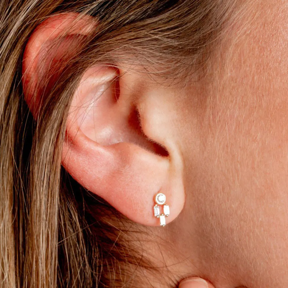 14k Unique Baguette Diamond Earrings
