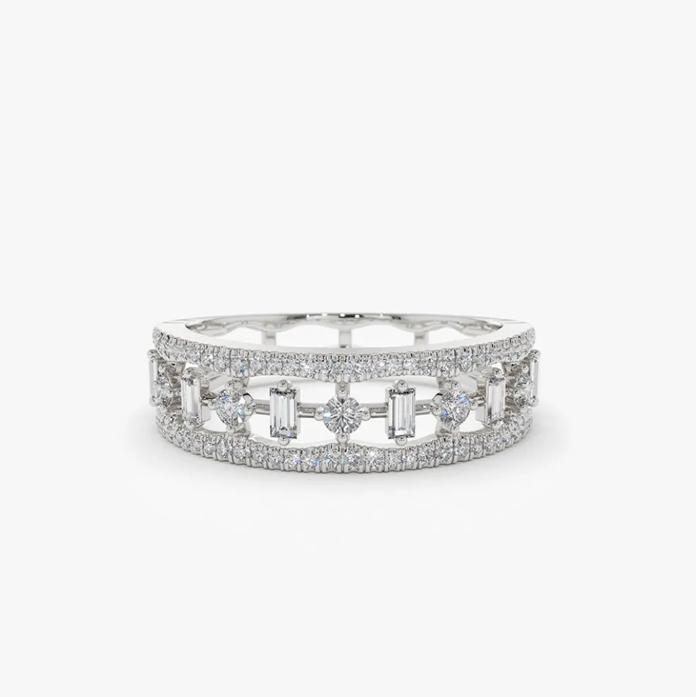 14K Unique Baguette Diamond Wedding Ring