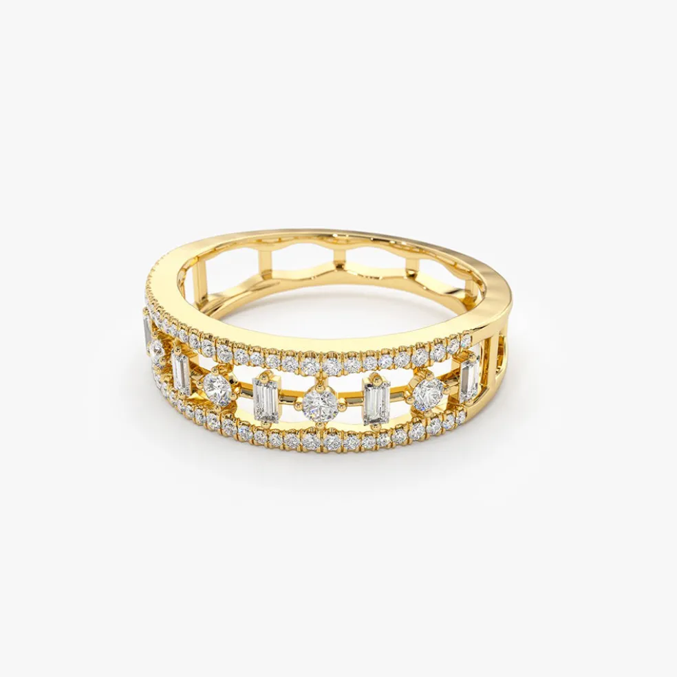14K Unique Baguette Diamond Wedding Ring
