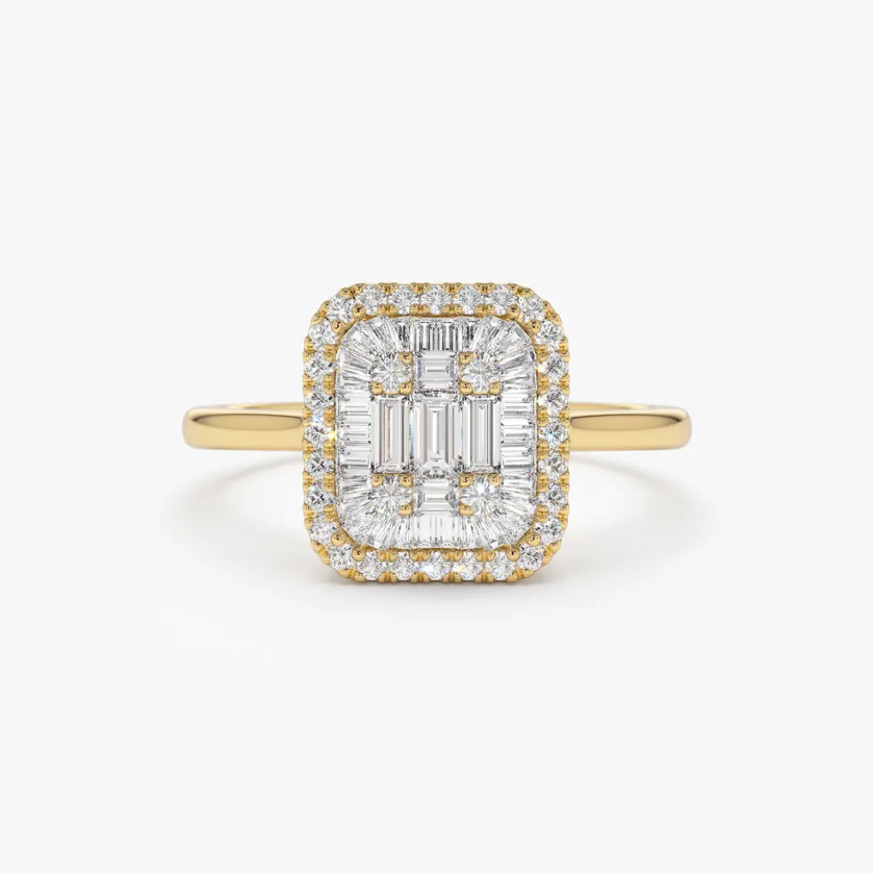 14k Unique Baguette Diamond Statement Ring