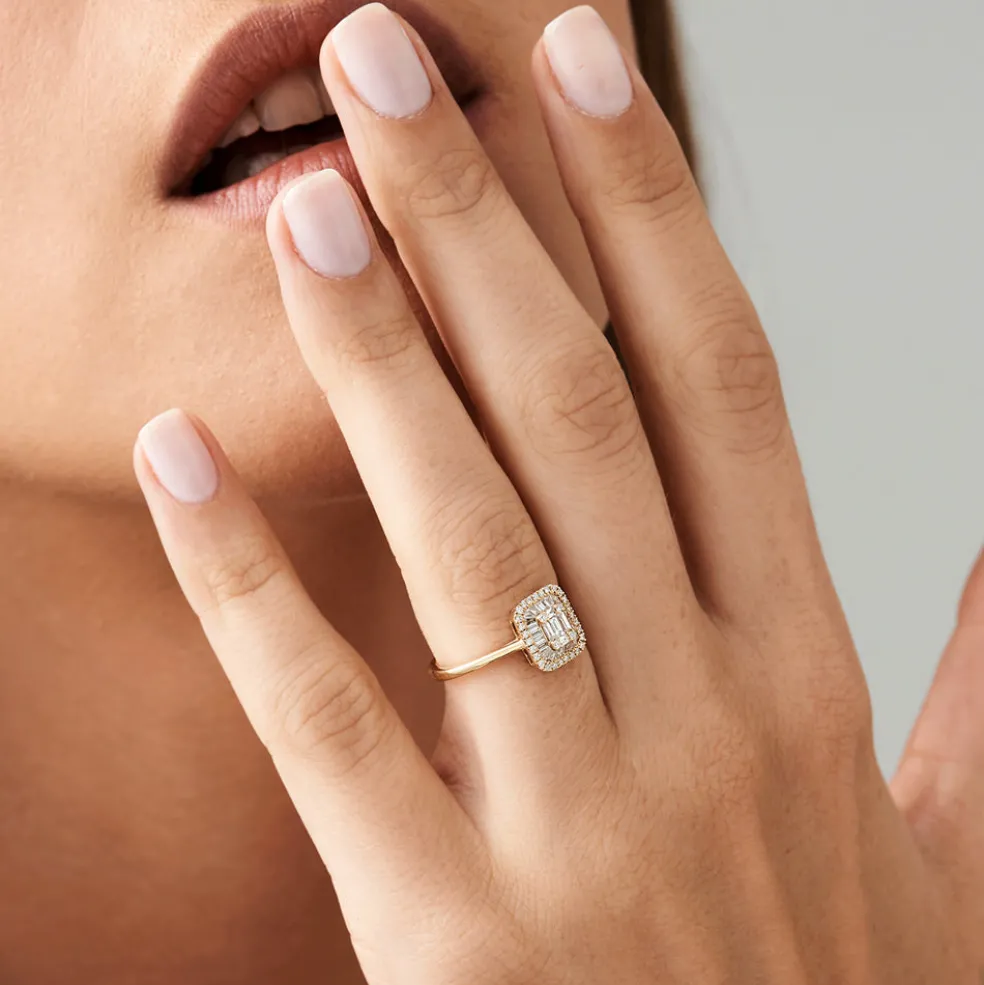 14k Unique Baguette Diamond Statement Ring