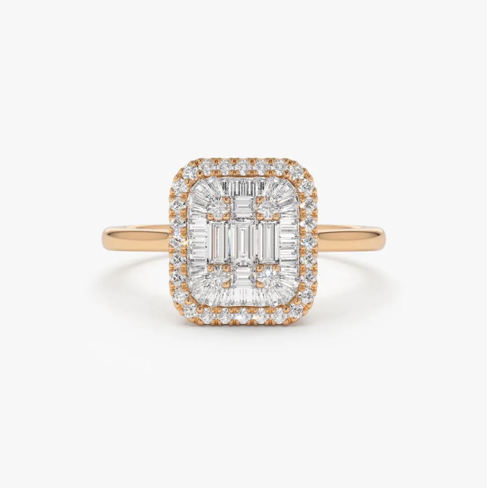 14k Unique Baguette Diamond Statement Ring