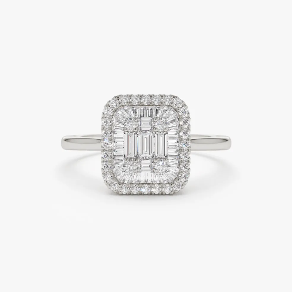 14k Unique Baguette Diamond Statement Ring
