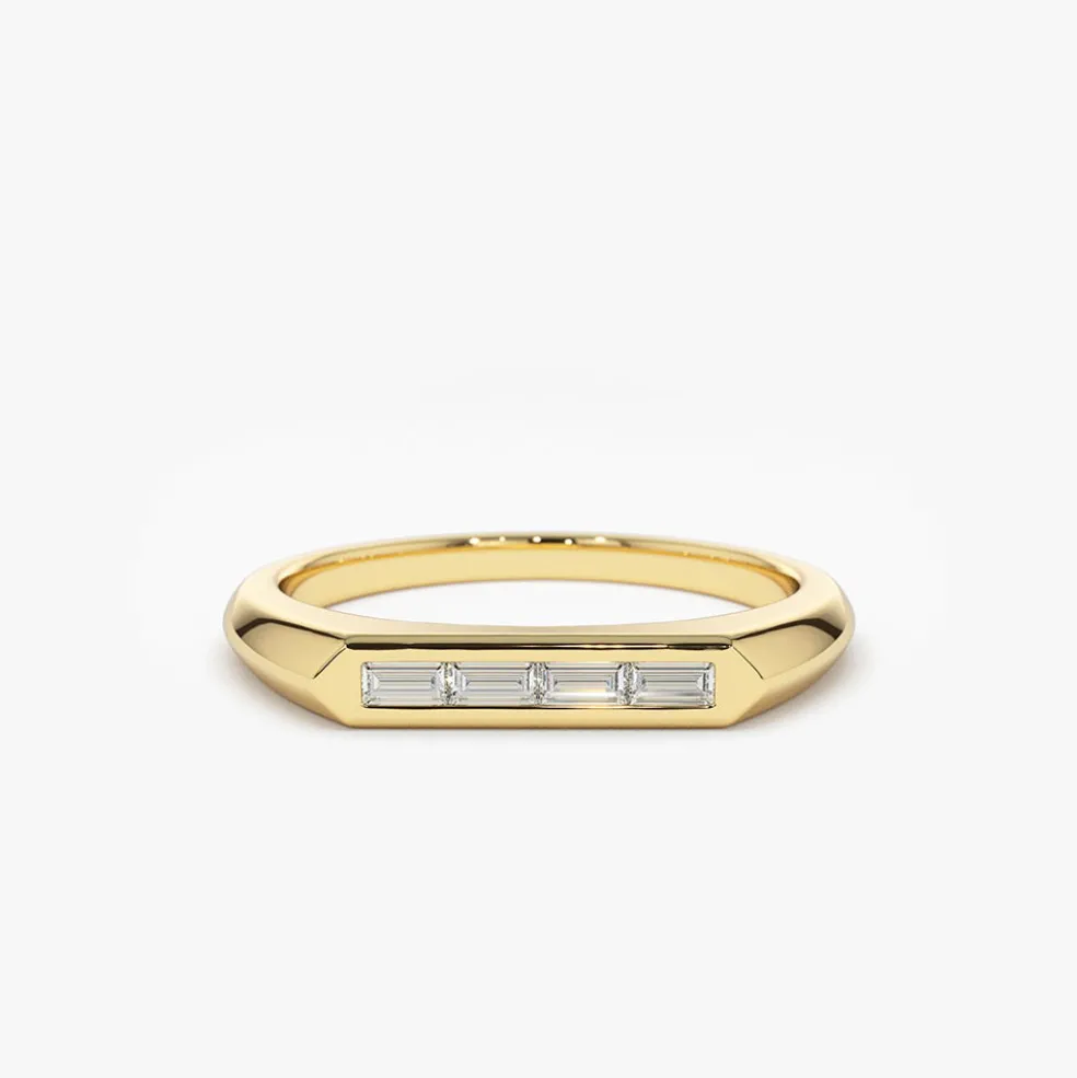 14k Unique Baguette Stackable Ring