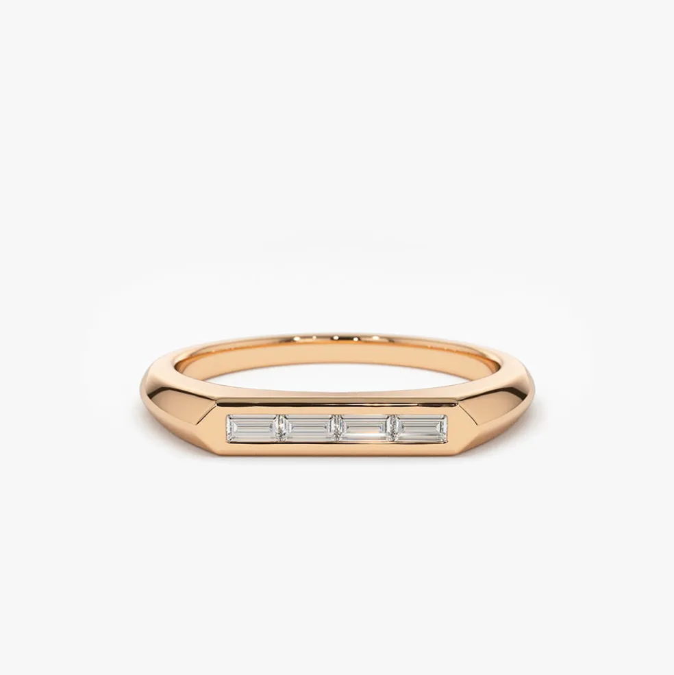 14k Unique Baguette Stackable Ring