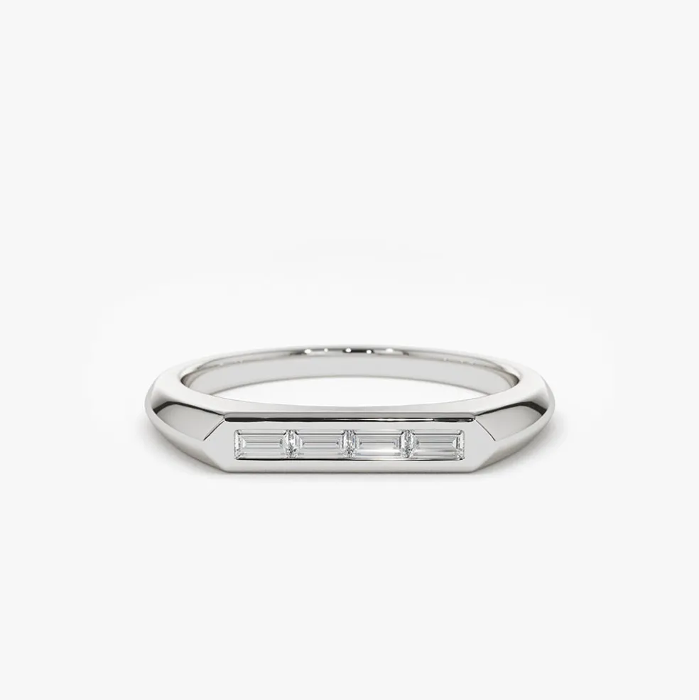 14k Unique Baguette Stackable Ring