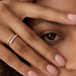 14k Unique Crossover Diamond Statement Ring