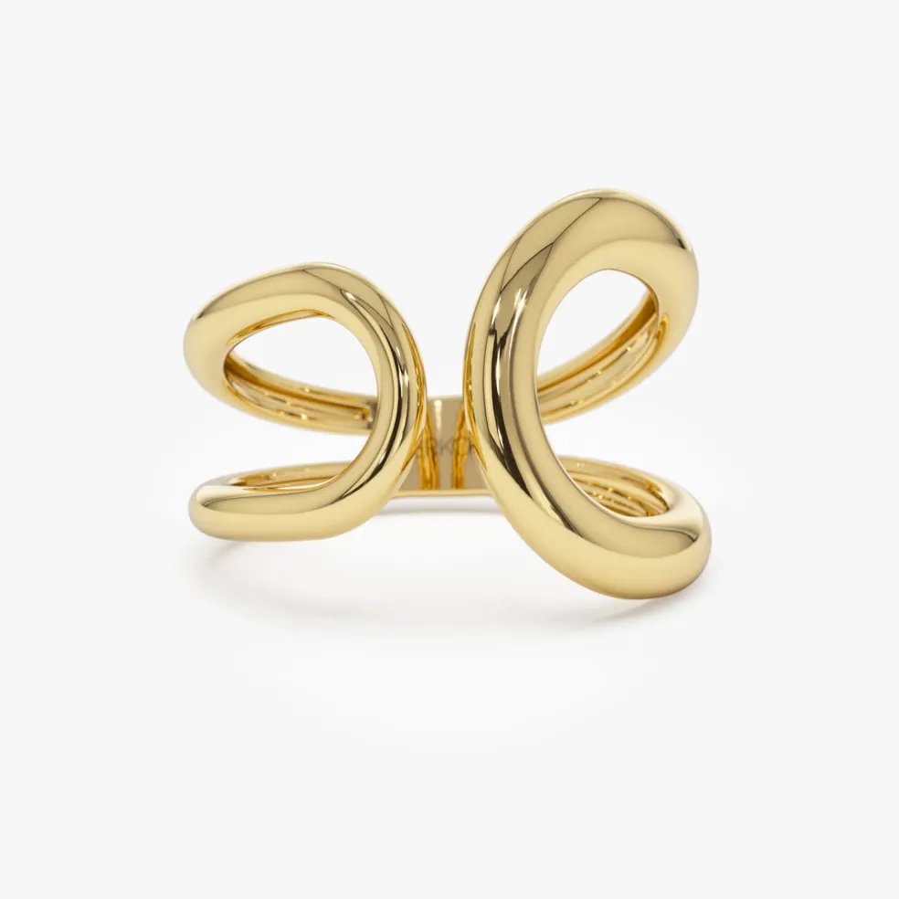 14k Unique Design Bold Gold Ring