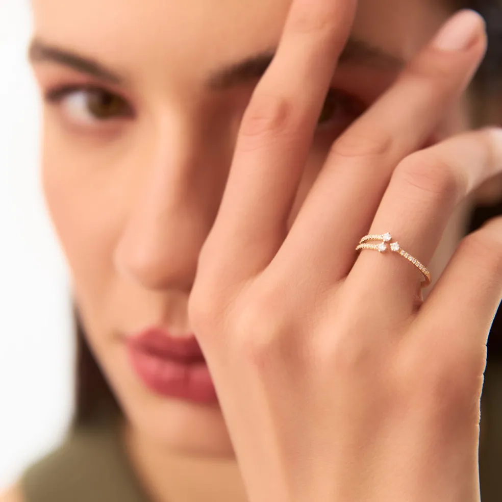 14k Unique Diamond Crossover Ring For Women