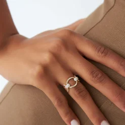 14k Unique Diamond Horsebit Pave Ring