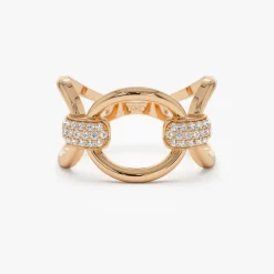 14k Unique Diamond Horsebit Pave Ring