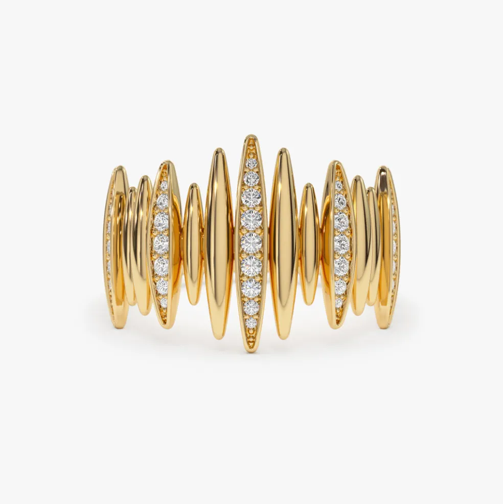 14k Unique Diamond Spike Ring