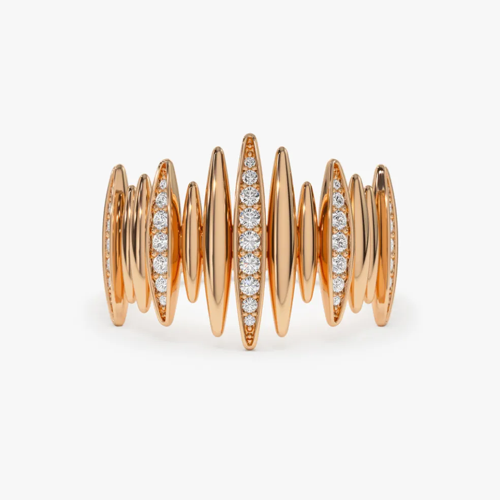 14k Unique Diamond Spike Ring