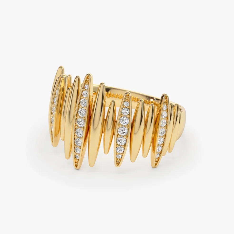 14k Unique Diamond Spike Ring