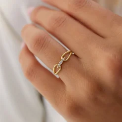 14k Unique Diamond Statement Ring w/ Double Rope Band