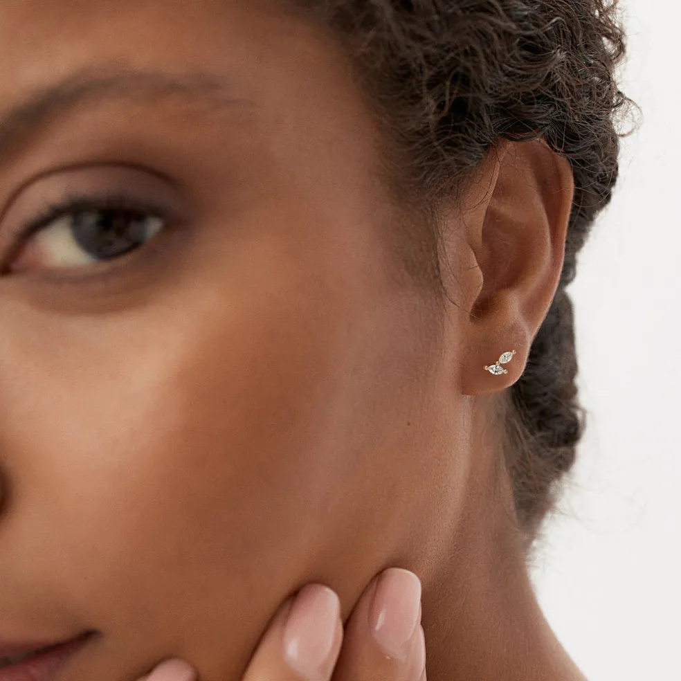 14k Unique Double Marquise Diamond Studs