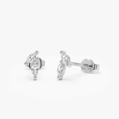 14k Unique Double Marquise Diamond Studs