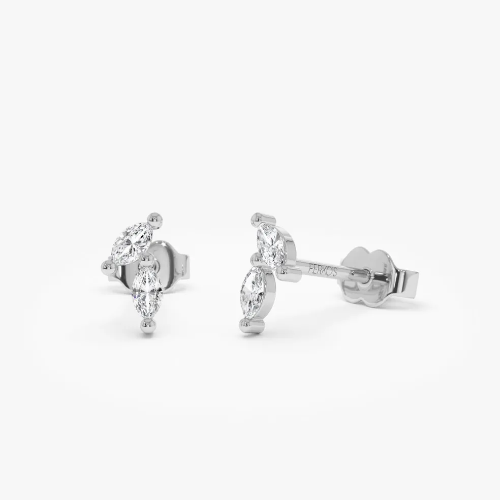 14k Unique Double Marquise Diamond Studs