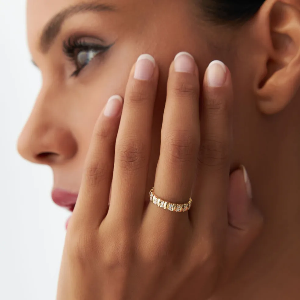 14k Unique Double Row Diamond Eternity Ring