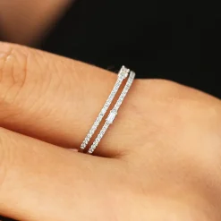 14k Unique Double Row Micro Pave Statement Ring